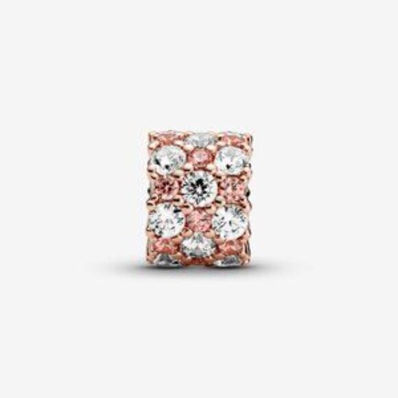 14k Rose gold-plated charm with clear and fancy fairy tale pink cubic zirconia - Picture 4 of 7